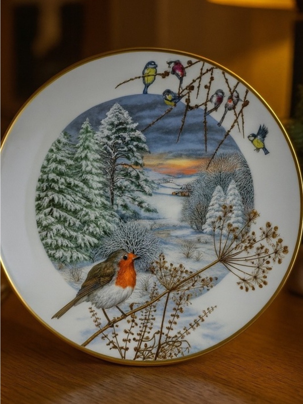Peter Banett Franklin porcelain Plate “A Country Lane in in Dec” Winter Robin